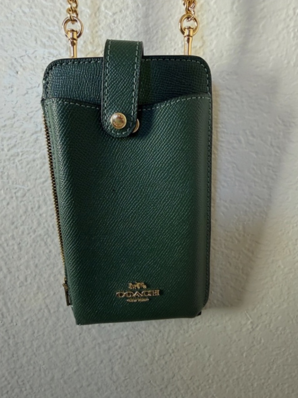 Coach North/South Phone Crossbody Bag in Everglade Deep Green Jewel Tone - Picture 13 of 14